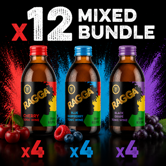 Ragga Tonic Cherry, Black Grape & Blue Raspberry Bundle 12 x 200ml 16.5% Abv