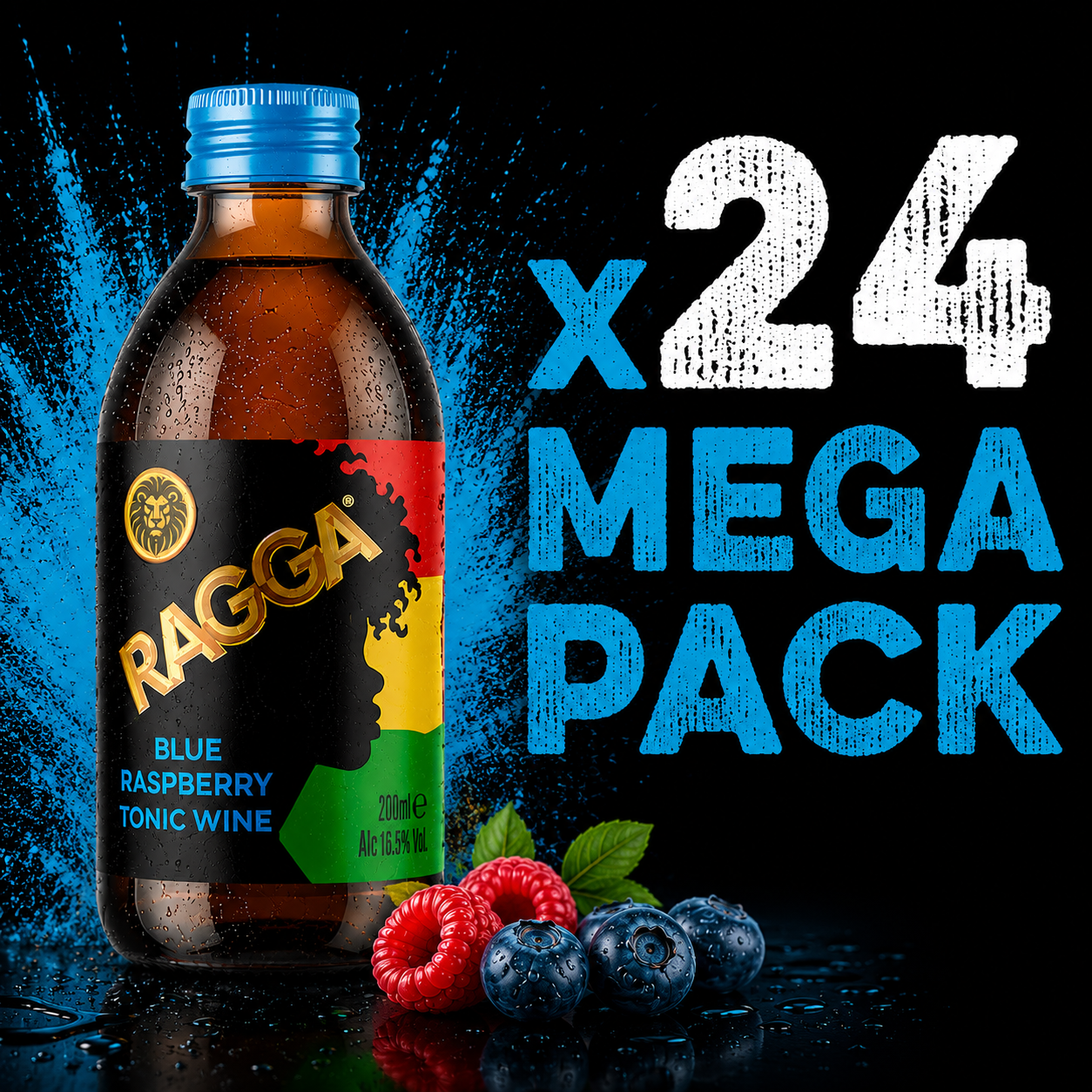 Ragga Tonic Blue Raspberry 24 x 200ml 16.5% Abv